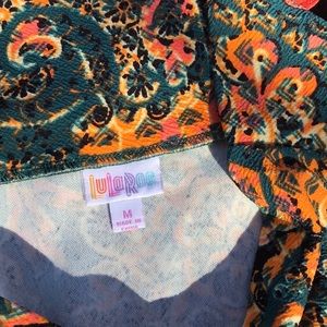 LuLaRoe Green Orange Floral Leaf Pull On Pencil Skirt M